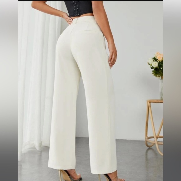 Cream wideleg women’s dress pants , off-white slacks, mid rise, sz 6, NWOT - Picture 9 of 9